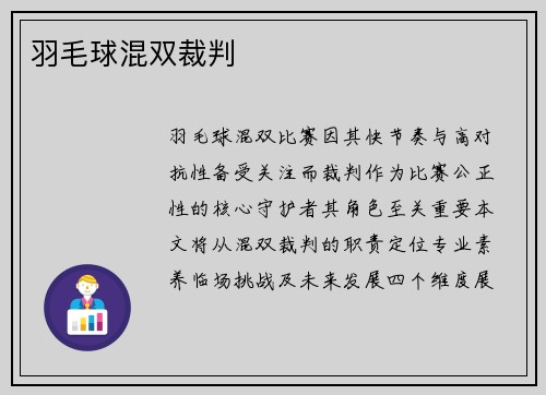 羽毛球混双裁判